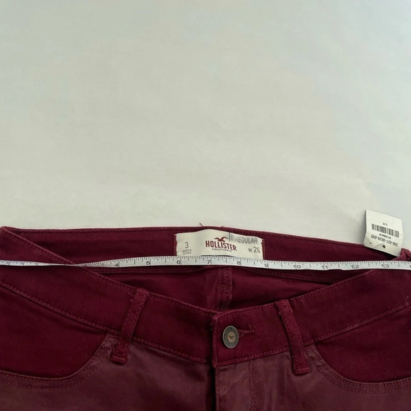 Hollister Womens Jeans Sz 26 Coated Burgundy Red Skinny Waxed NWT - Picture 4 of 6